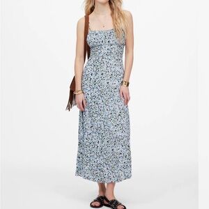 Madewell Ruched Sweetheart Sleeveless Midi Dress in Floral Size 14